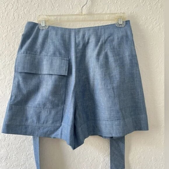 3.1 Phillip Lim Chambray Belted Paperbag shorts - Picture 3 of 12